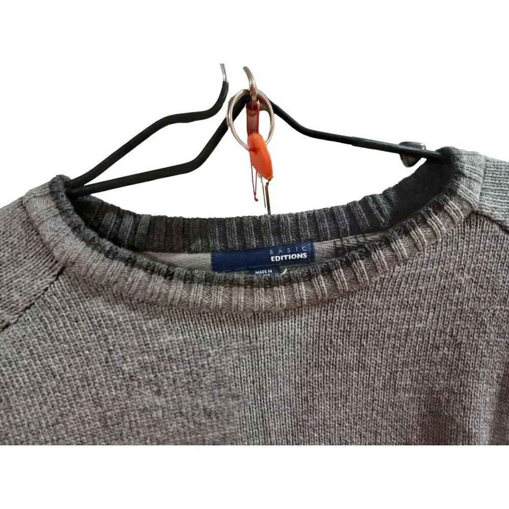 New Basic Editions Mens Size XL Slouchy Comfy Sweater Gray